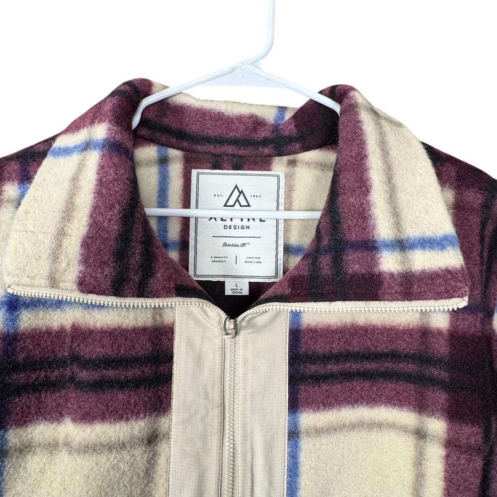 Alpine Design Women Plaid Wayfarer Fleece 1/4 Zip Pullover Shacket L Cabincore - Picture 4 of 12